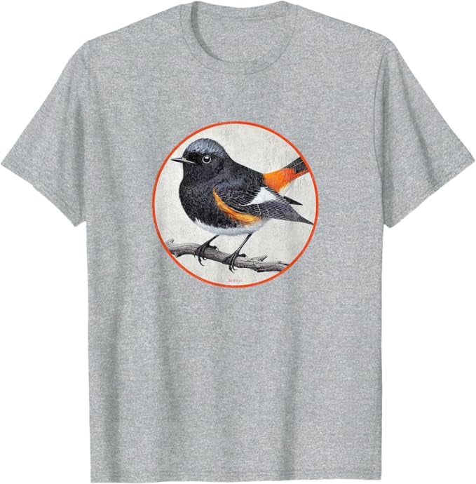 American Redstart T-Shirt Retro Design by Bird.fan | Men's Birding Graphic Tee