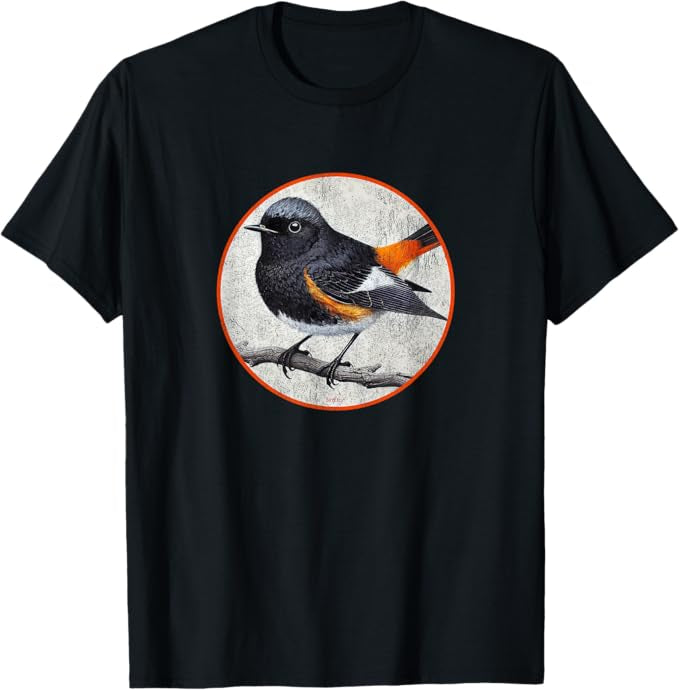 American Redstart T-Shirt Retro Design by Bird.fan | Men's Birding Graphic Tee