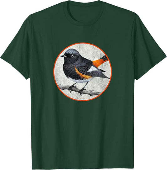 American Redstart T-Shirt Retro Design by Bird.fan | Men's Birding Graphic Tee