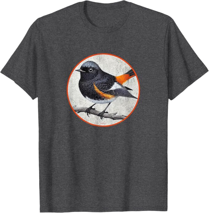 American Redstart T-Shirt Retro Design by Bird.fan | Men's Birding Graphic Tee