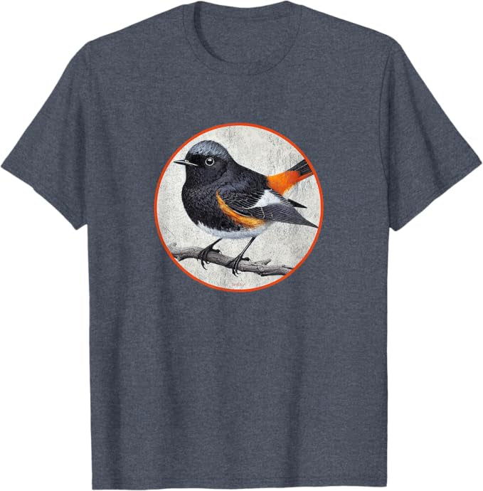 American Redstart T-Shirt Retro Design by Bird.fan | Men's Birding Graphic Tee