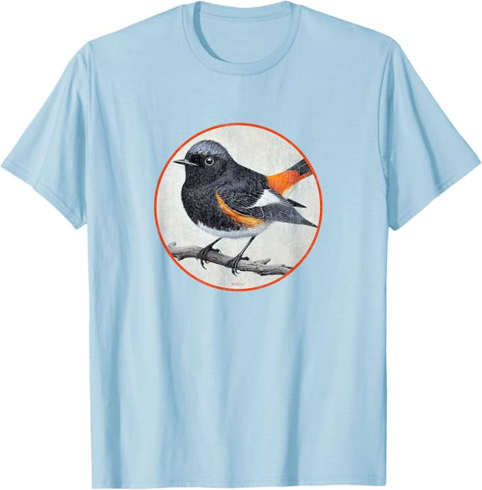 American Redstart T-Shirt Retro Design by Bird.fan | Men's Birding Graphic Tee