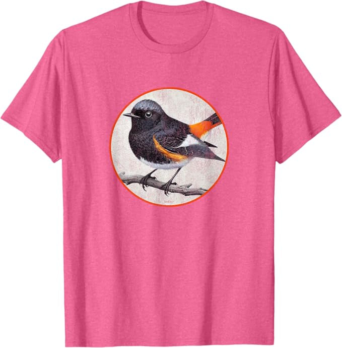 American Redstart T-Shirt Retro Design by Bird.fan | Men's Birding Graphic Tee
