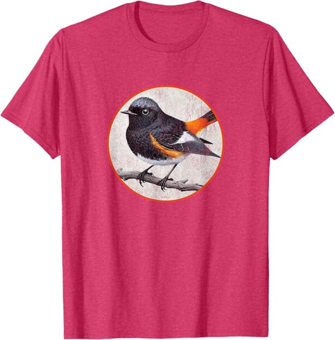 American Redstart T-Shirt Retro Design by Bird.fan | Men's Birding Graphic Tee