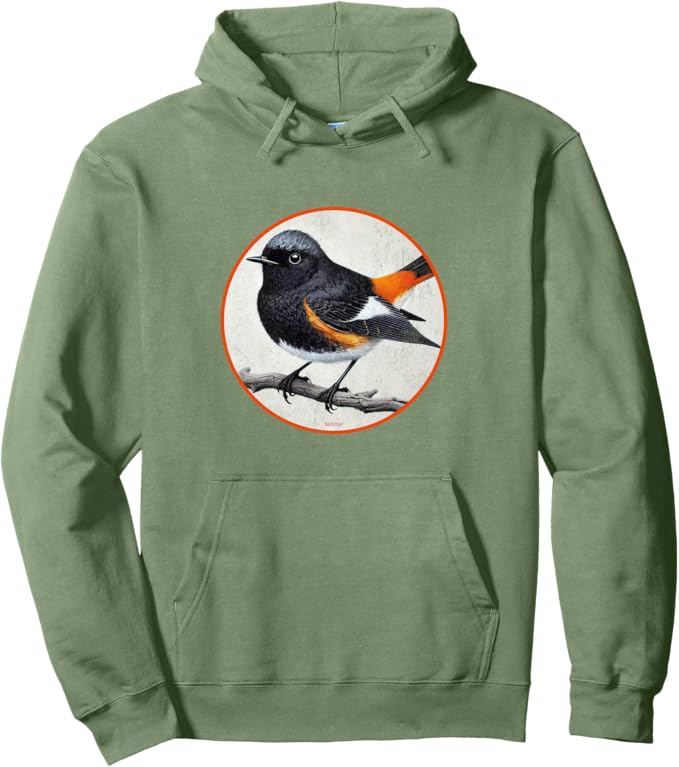 Retro American Redstart Hoodie – Vintage Bird Design Sweatshirt