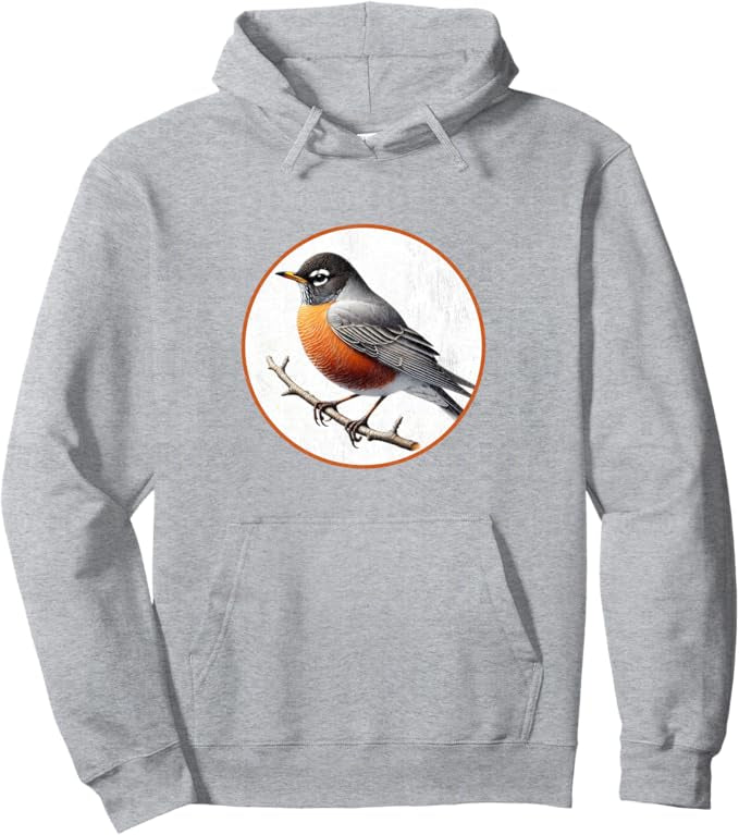 Retro American Robin Hoodie – Vintage Bird Design Sweatshirt