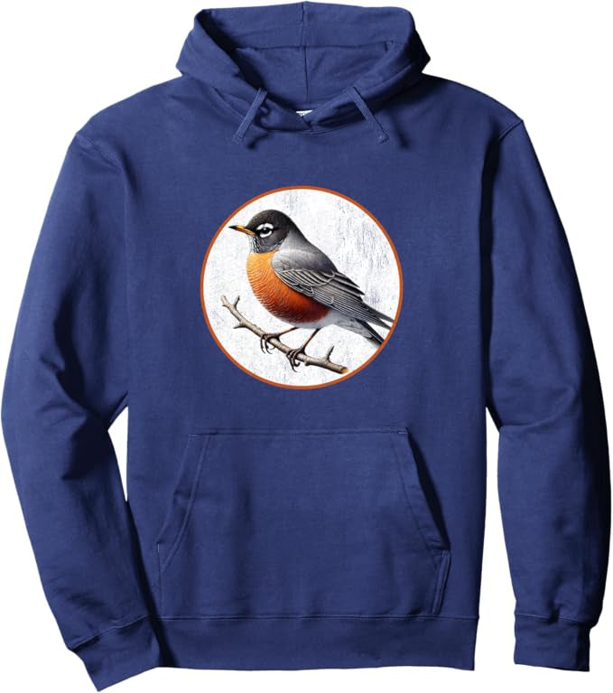 Retro American Robin Hoodie – Vintage Bird Design Sweatshirt
