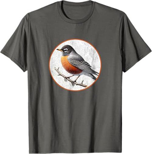American Robin T-Shirt Retro Design by Bird.fan