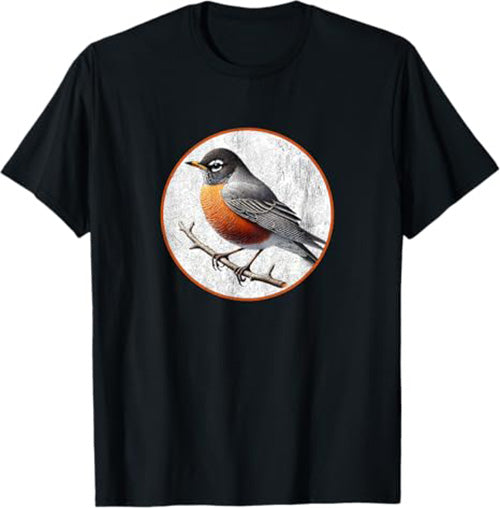 American Robin T-Shirt Retro Design by Bird.fan