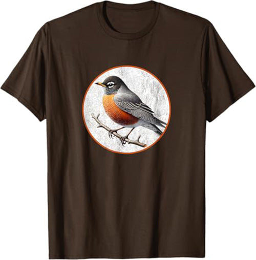 American Robin T-Shirt Retro Design by Bird.fan