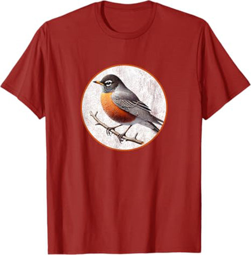 American Robin T-Shirt Retro Design by Bird.fan