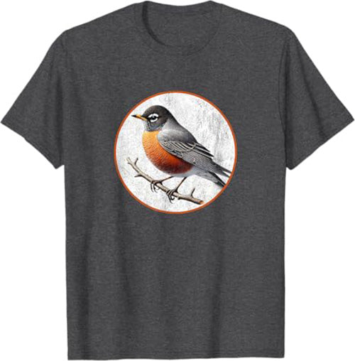 American Robin T-Shirt Retro Design by Bird.fan
