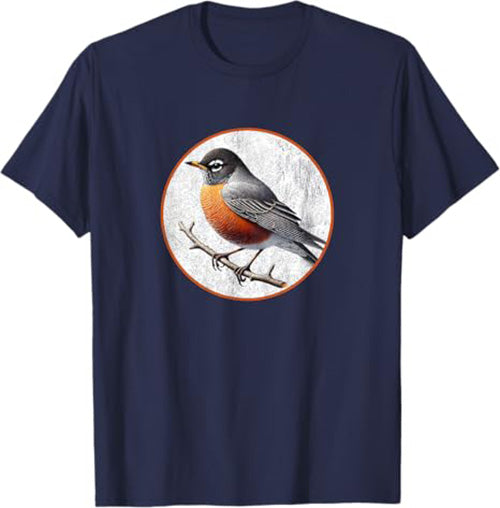 American Robin T-Shirt Retro Design by Bird.fan