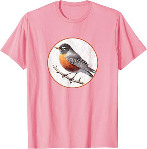 American Robin T-Shirt Retro Design by Bird.fan
