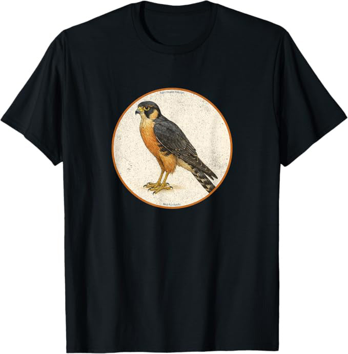 Retro Aplomado Falcon Bird Design T-Shirt Design 10 Colors by Bird Fantastic | Birding Graphic Tee (Copy)