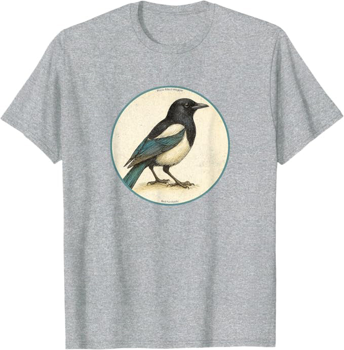 Black-Billed Magpie T-Shirt Retro Design by Bird.fan | Birding Graphic Tee