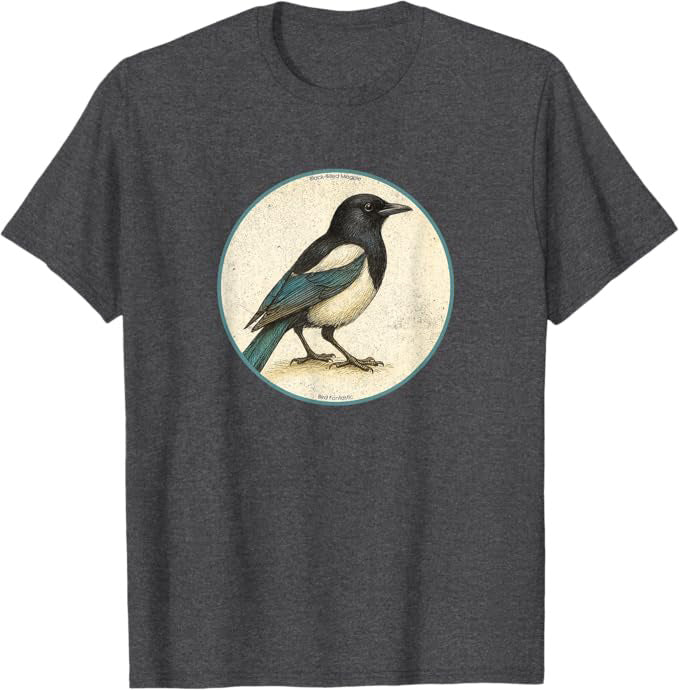 Black-Billed Magpie T-Shirt Retro Design by Bird.fan | Birding Graphic Tee