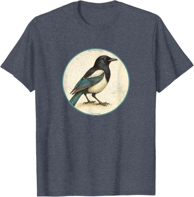 Black-Billed Magpie T-Shirt Retro Design by Bird.fan | Birding Graphic Tee