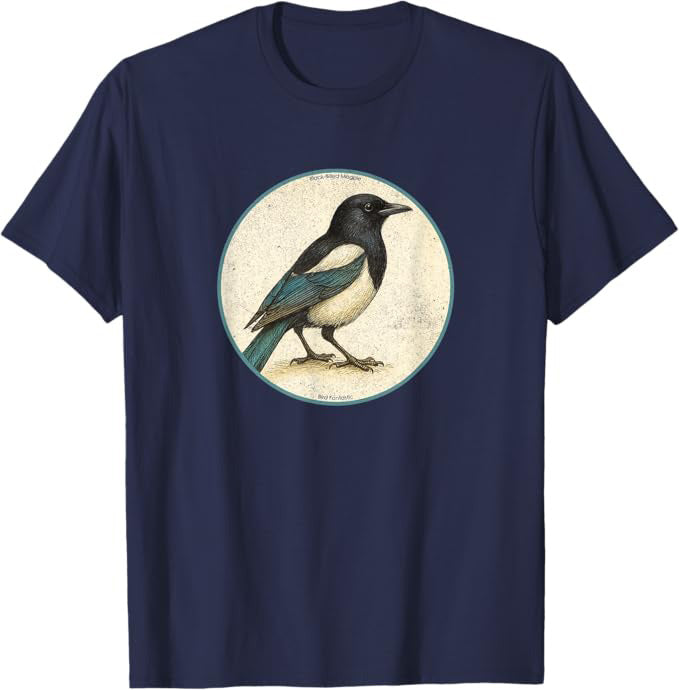 Black-Billed Magpie T-Shirt Retro Design by Bird.fan | Birding Graphic Tee