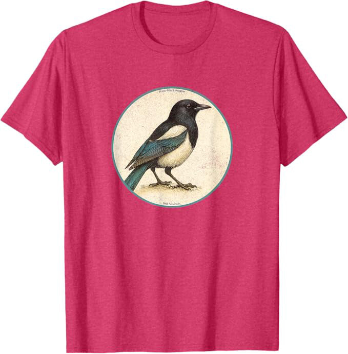 Black-Billed Magpie T-Shirt Retro Design by Bird.fan | Birding Graphic Tee