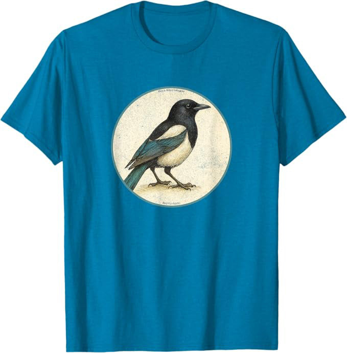 Black-Billed Magpie T-Shirt Retro Design by Bird.fan | Birding Graphic Tee