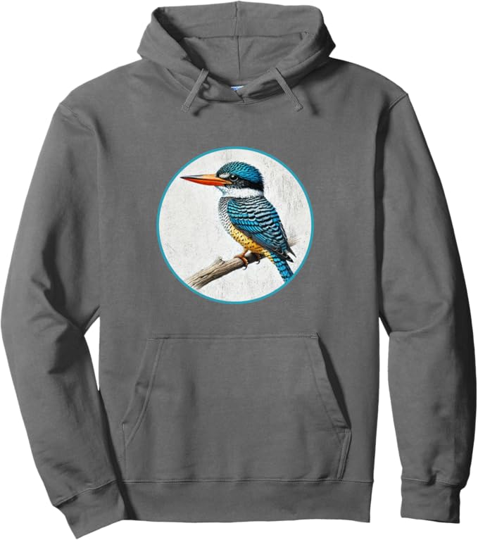 Retro Banded Kingfisher Hoodie – Vintage Bird Design Sweatshirt