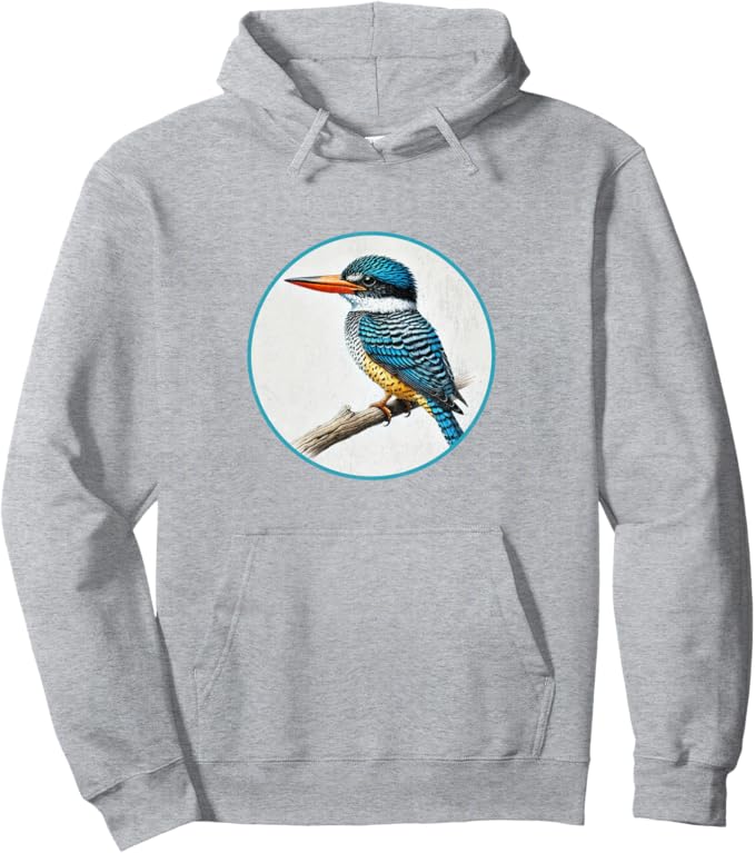 Retro Banded Kingfisher Hoodie – Vintage Bird Design Sweatshirt