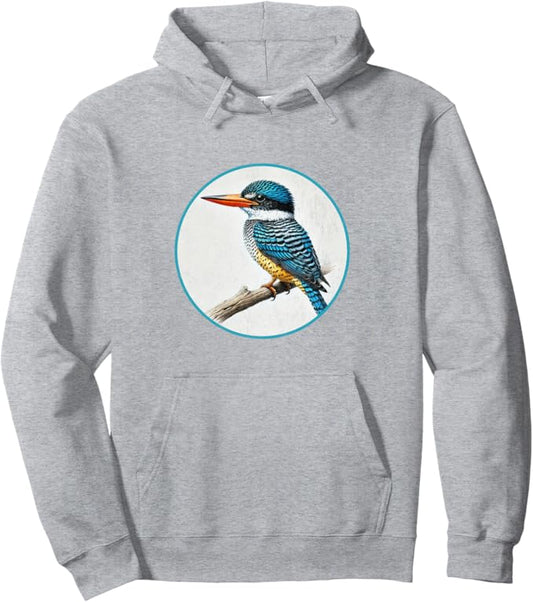 Retro Banded Kingfisher Hoodie – Vintage Bird Design Sweatshirt