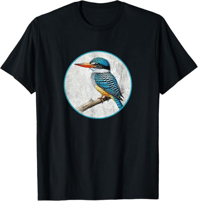 Banded Kingfisher T-Shirt Retro Design by Bird.fan | Men's Birding Graphic Tee