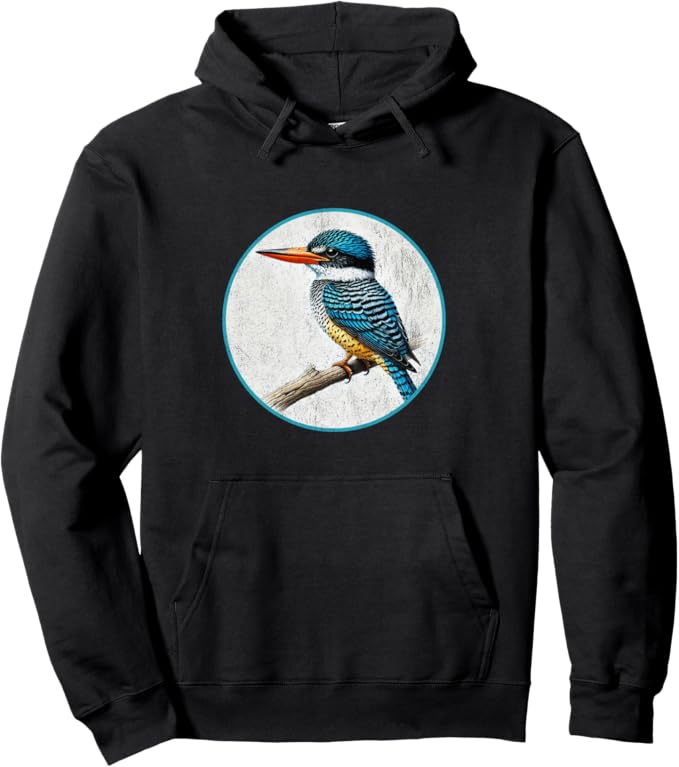 Retro Banded Kingfisher Hoodie – Vintage Bird Design Sweatshirt