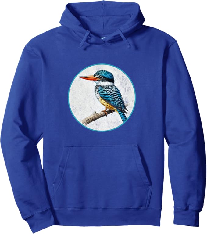 Retro Banded Kingfisher Hoodie – Vintage Bird Design Sweatshirt