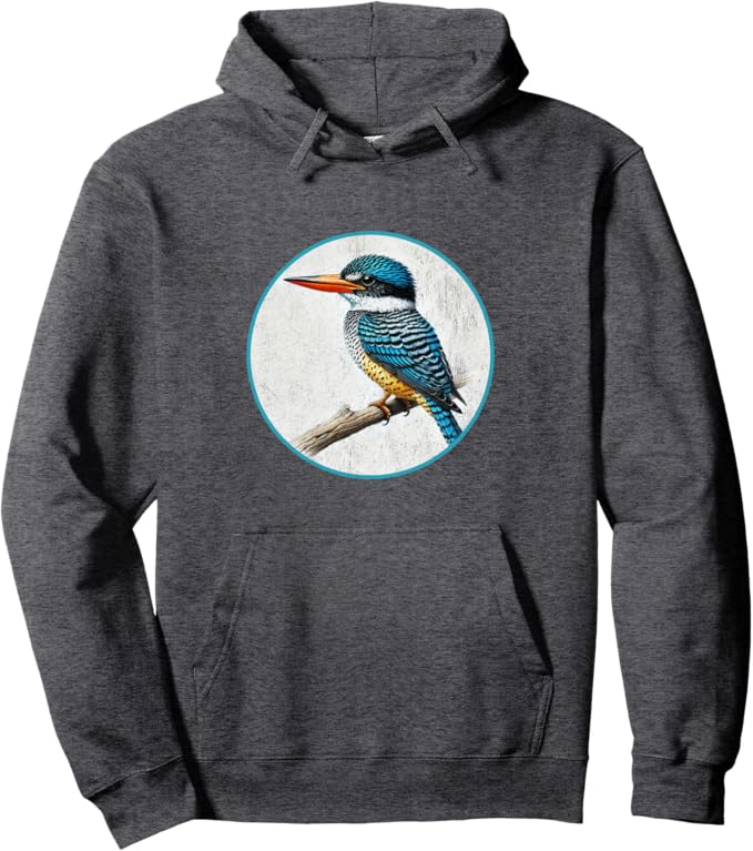 Retro Banded Kingfisher Hoodie – Vintage Bird Design Sweatshirt