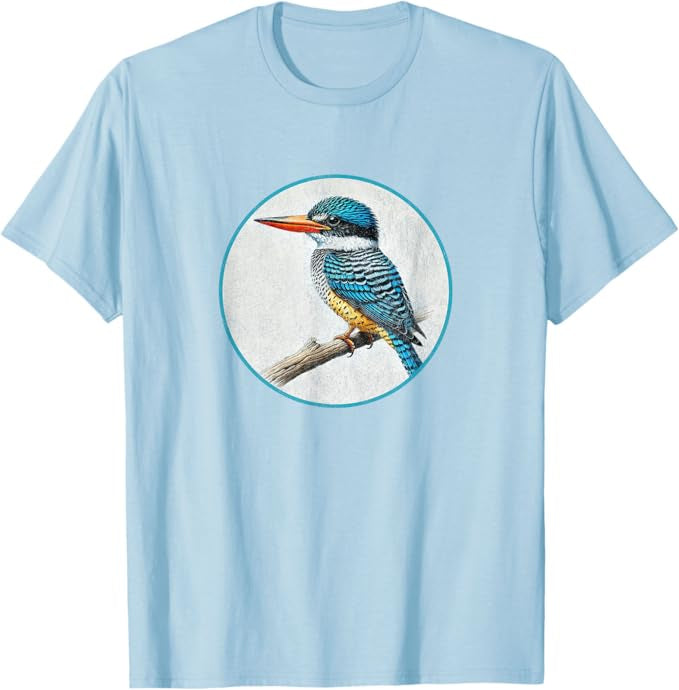 Banded Kingfisher T-Shirt Retro Design by Bird.fan | Men's Birding Graphic Tee