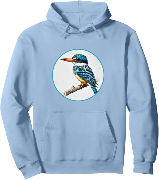Retro Banded Kingfisher Hoodie – Vintage Bird Design Sweatshirt