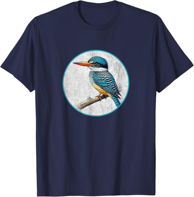 Banded Kingfisher T-Shirt Retro Design by Bird.fan | Men's Birding Graphic Tee