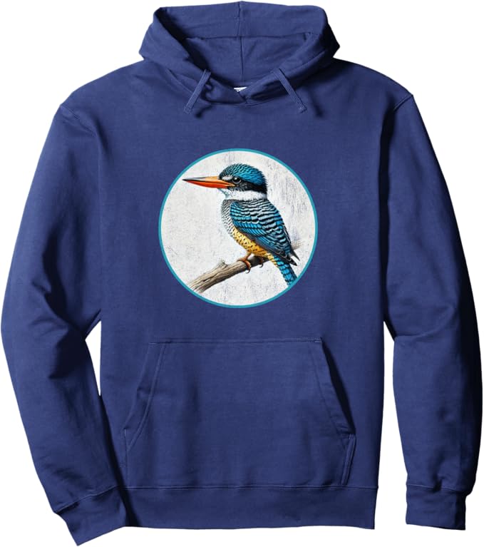 Retro Banded Kingfisher Hoodie – Vintage Bird Design Sweatshirt