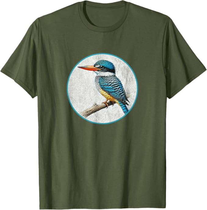 Banded Kingfisher T-Shirt Retro Design by Bird.fan | Men's Birding Graphic Tee