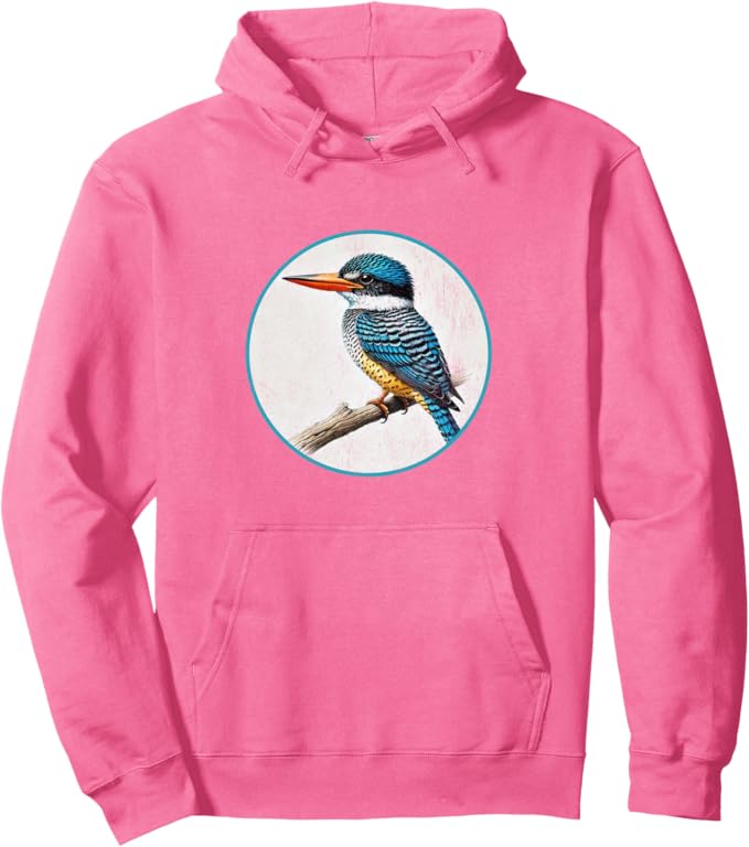 Retro Banded Kingfisher Hoodie – Vintage Bird Design Sweatshirt