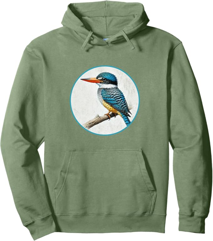 Retro Banded Kingfisher Hoodie – Vintage Bird Design Sweatshirt