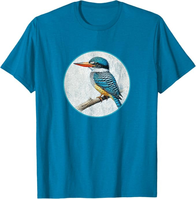 Banded Kingfisher T-Shirt Retro Design by Bird.fan | Men's Birding Graphic Tee