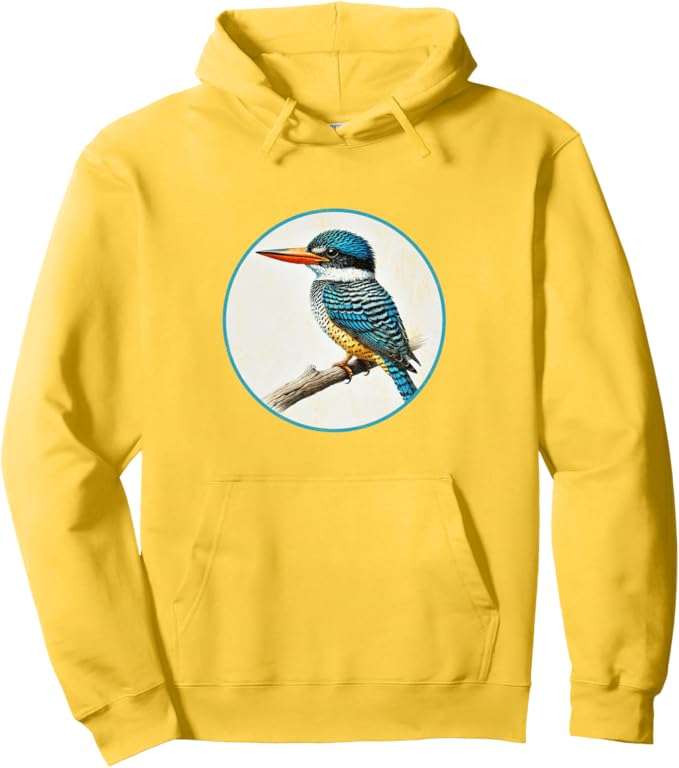 Retro Banded Kingfisher Hoodie – Vintage Bird Design Sweatshirt