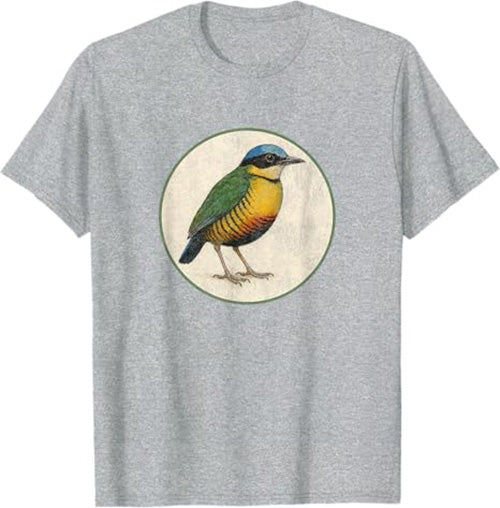 Bar-Bellied Pitta T-Shirt Retro Design by Bird.fan