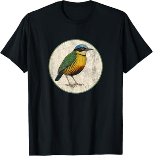 Bar-Bellied Pitta T-Shirt Retro Design by Bird.fan
