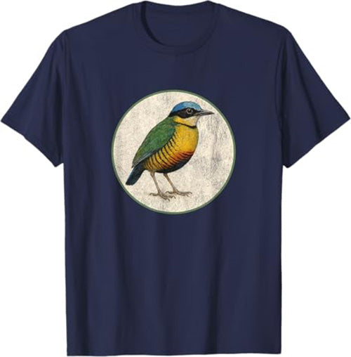 Bar-Bellied Pitta T-Shirt Retro Design by Bird.fan