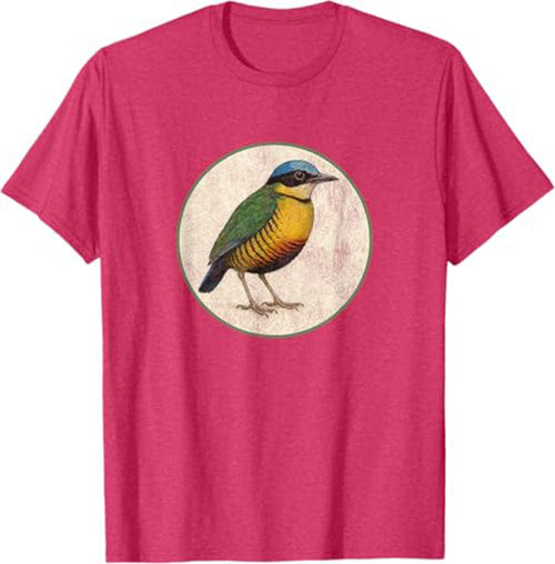 Bar-Bellied Pitta T-Shirt Retro Design by Bird.fan