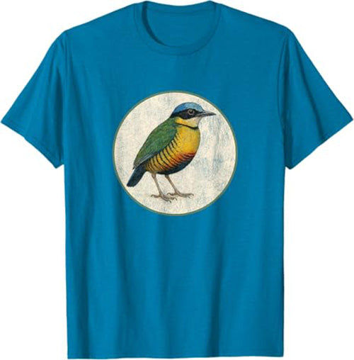 Bar-Bellied Pitta T-Shirt Retro Design by Bird.fan