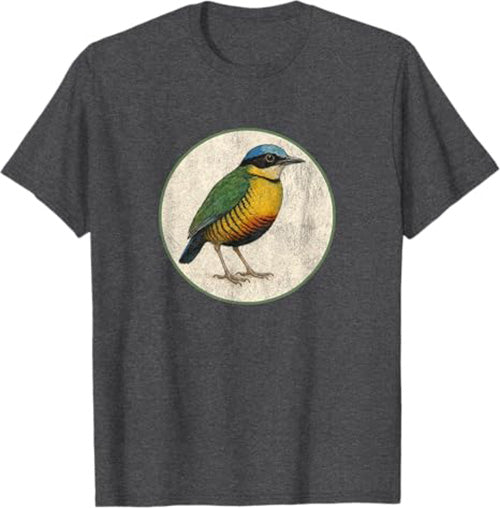 Bar-Bellied Pitta T-Shirt Retro Design by Bird.fan