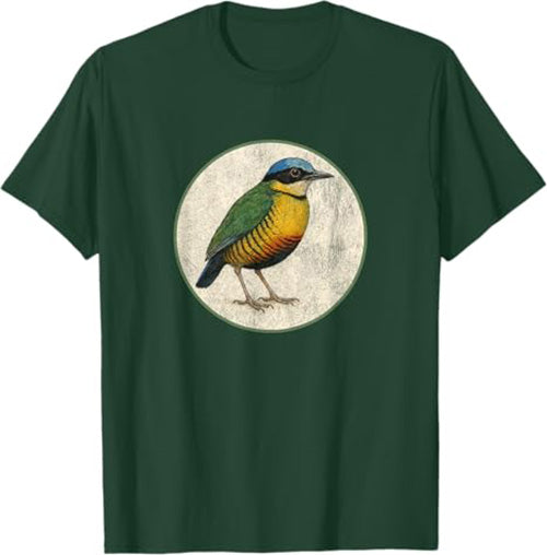 Bar-Bellied Pitta T-Shirt Retro Design by Bird.fan