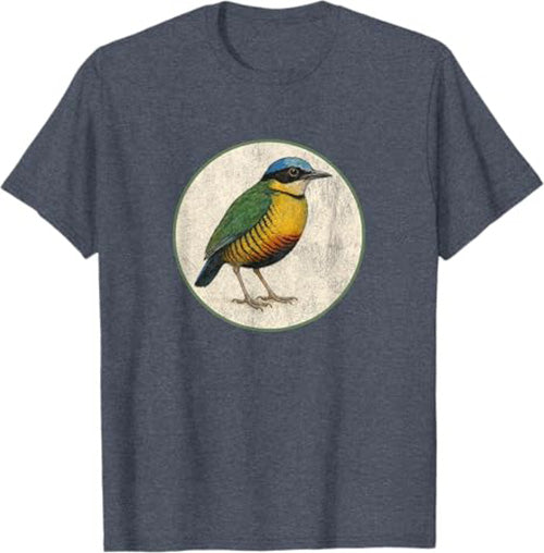 Bar-Bellied Pitta T-Shirt Retro Design by Bird.fan