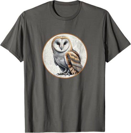 Barn Owl T-Shirt Retro Design by Bird.fan